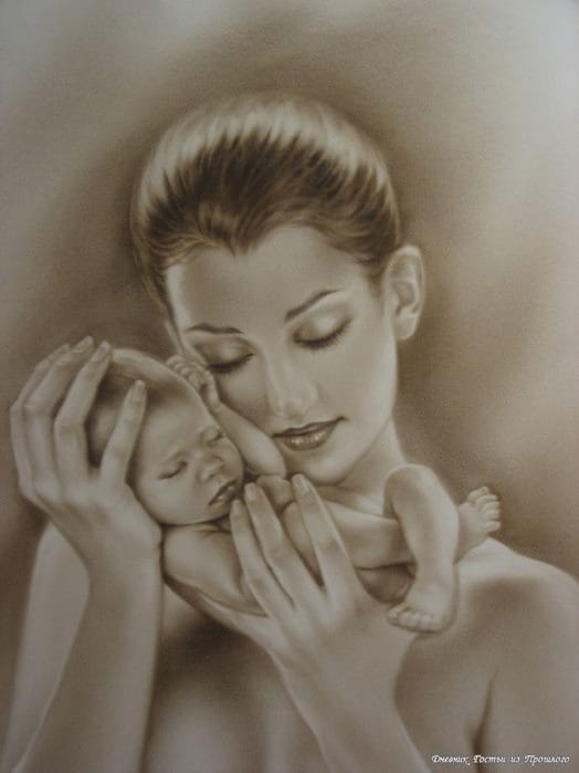 Рисунки карандашом матери и ребенка (31 фото) #28