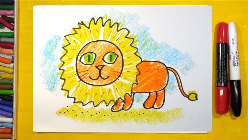 Рисунки карандашом для детей лев (30 фото) #74
