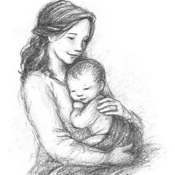 Рисунки карандашом матери и ребенка (31 фото) #33