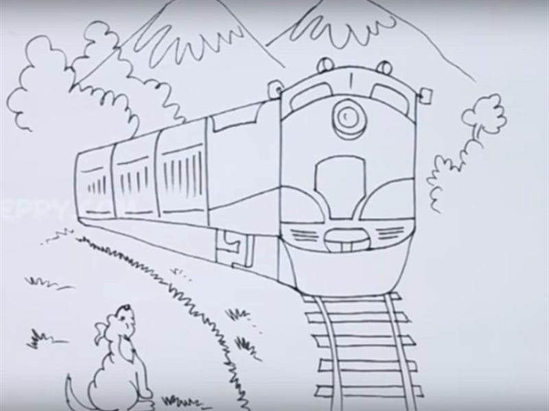 Рисунок карандашом для детей поезд (34 фото) #44