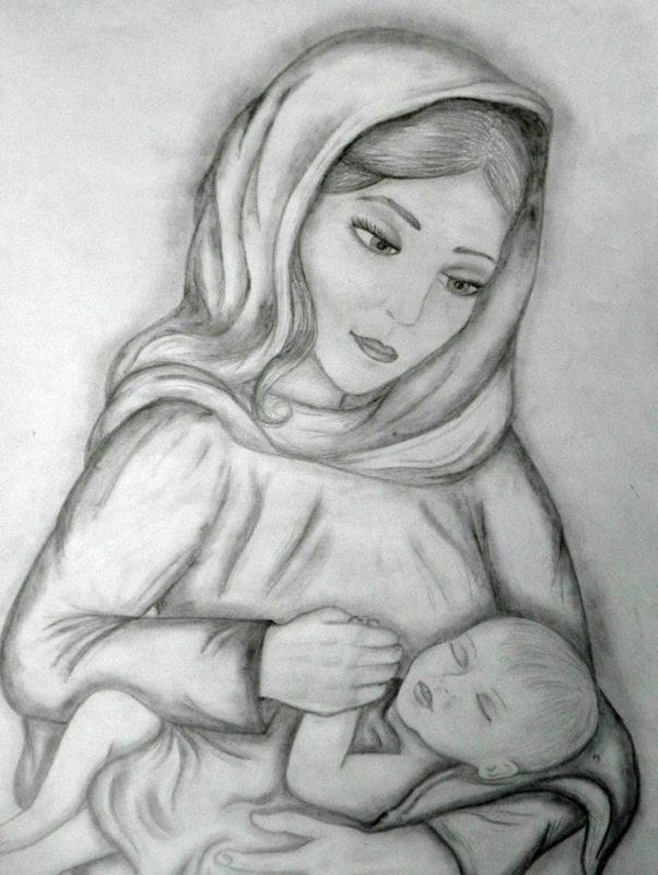 Рисунки карандашом матери и ребенка (31 фото) #6