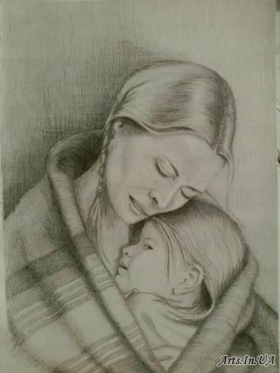 Рисунки карандашом матери и ребенка (31 фото) #7