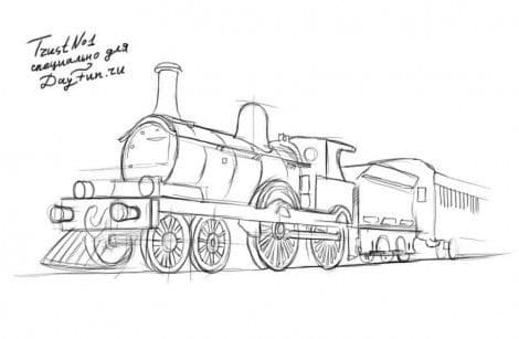 Рисунок карандашом для детей поезд (34 фото) #13