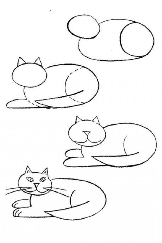 Рисунки кошки карандашом для детей (33 фото) #9