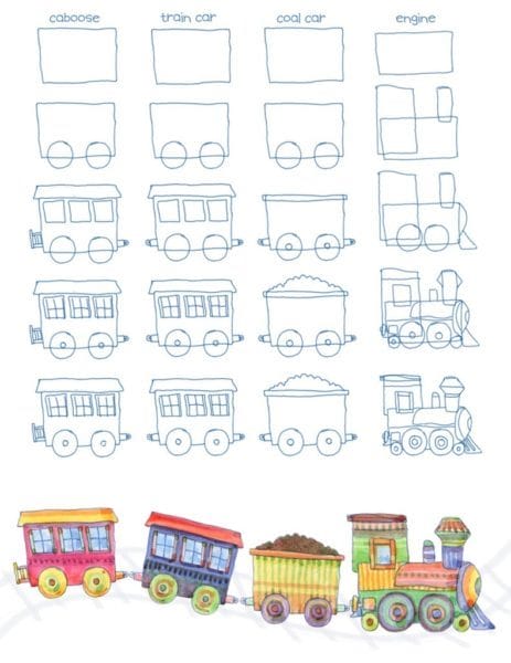 Рисунок карандашом для детей поезд (34 фото) #47