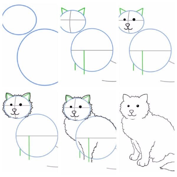 Рисунки кошки карандашом для детей (33 фото) #48