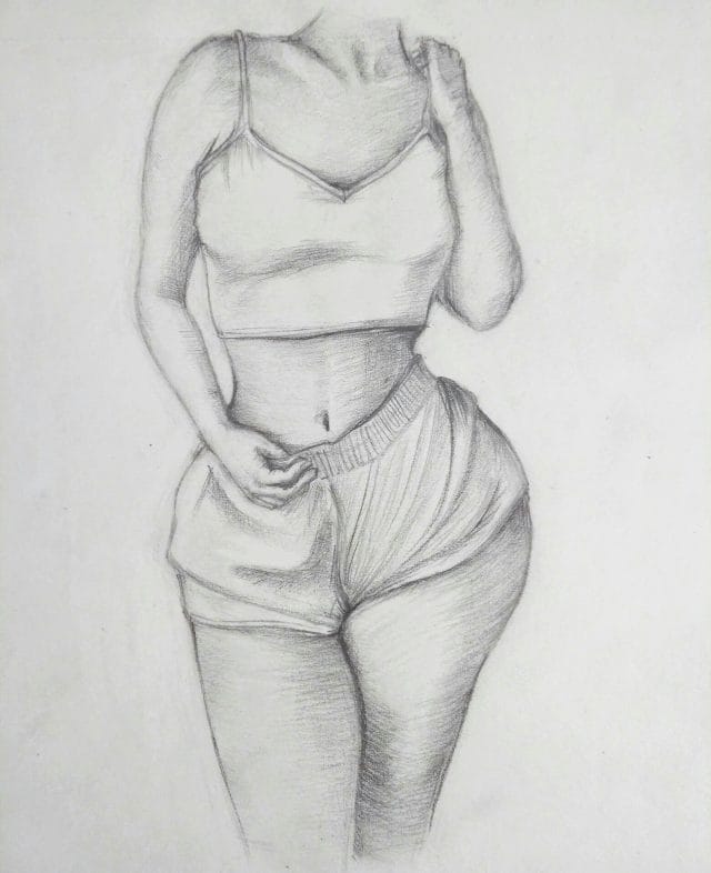 Рисунки карандашом женского тела (25 фото) #11