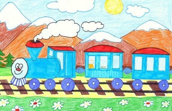Рисунок карандашом для детей поезд (34 фото) #5
