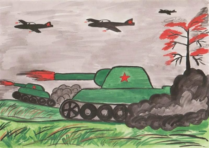 165 детских рисунков на тему войны и победы #98