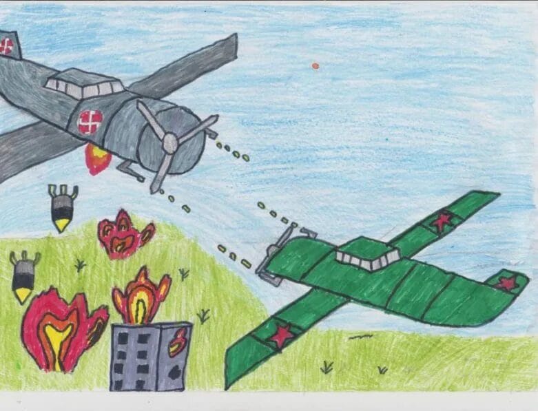 165 детских рисунков на тему войны и победы #77