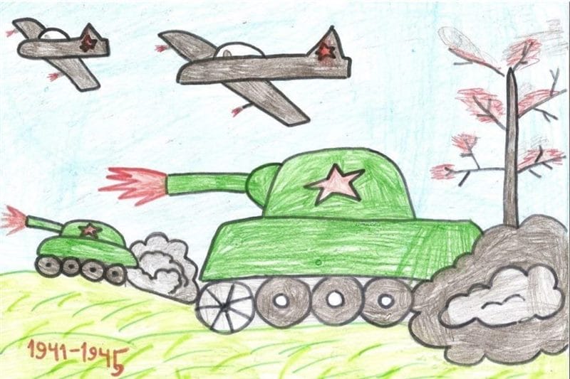 165 детских рисунков на тему войны и победы #12