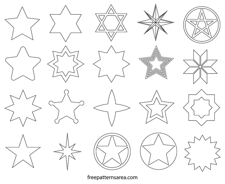 95 шаблонов звезд для вырезания из бумаги #35