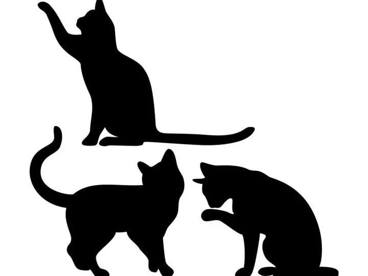 90 трафаретов кошек для рисования и вырезания из бумаги #35