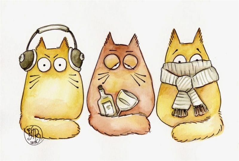 215 прикольных рисунков котов и кошек #100