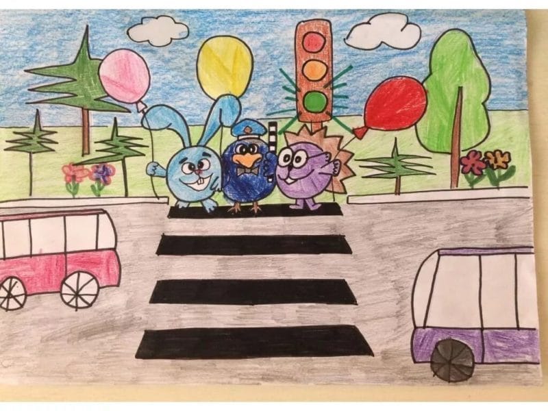 Безопасная дорога глазами детей: 190 рисунков по ПДД #65