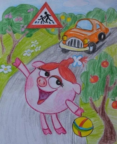 Безопасная дорога глазами детей: 190 рисунков по ПДД #63