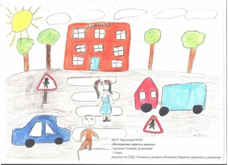 Безопасная дорога глазами детей: 190 рисунков по ПДД #73
