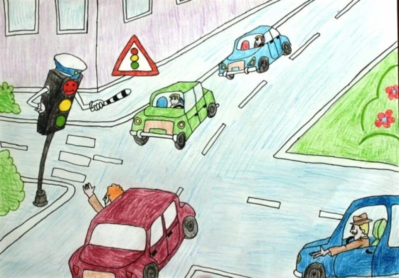 Безопасная дорога глазами детей: 190 рисунков по ПДД #98