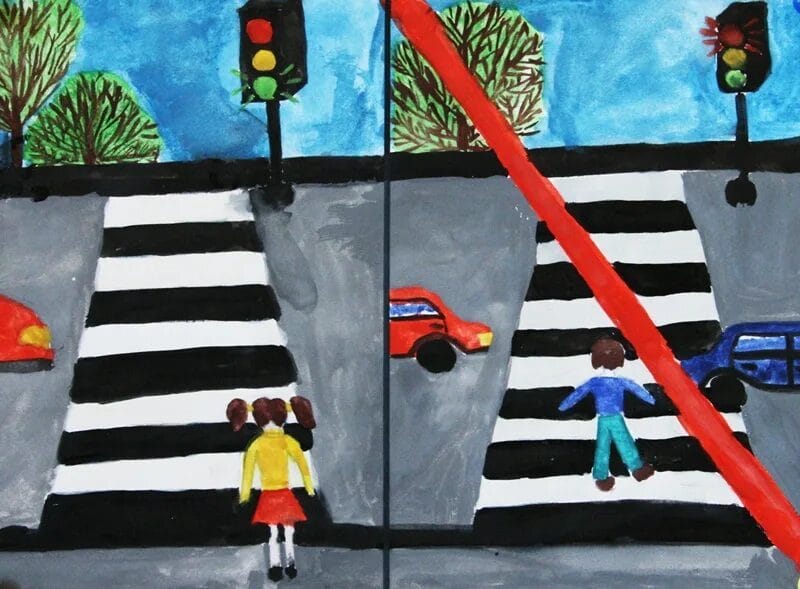 Безопасная дорога глазами детей: 190 рисунков по ПДД #129