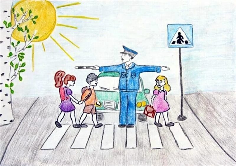 Безопасная дорога глазами детей: 190 рисунков по ПДД #80