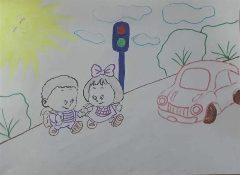 Безопасная дорога глазами детей: 190 рисунков по ПДД #138