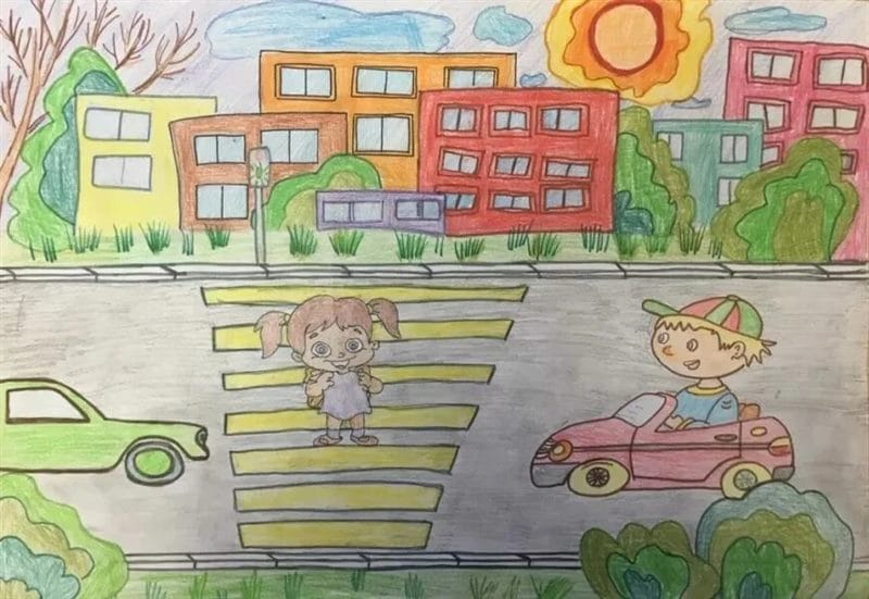 Безопасная дорога глазами детей: 190 рисунков по ПДД #117