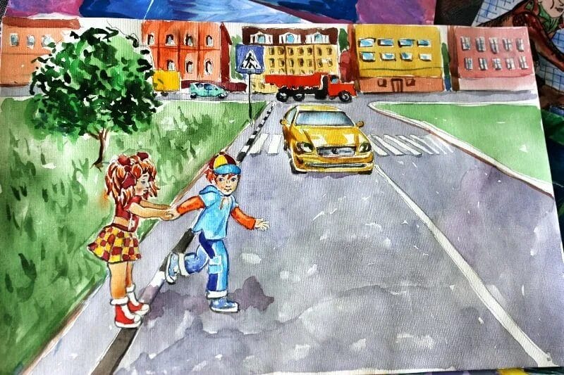 Безопасная дорога глазами детей: 190 рисунков по ПДД #183