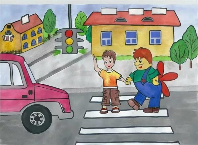 Безопасная дорога глазами детей: 190 рисунков по ПДД #186