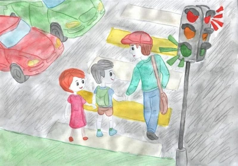 Безопасная дорога глазами детей: 190 рисунков по ПДД #47