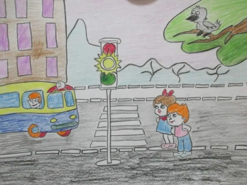 Безопасная дорога глазами детей: 190 рисунков по ПДД #153