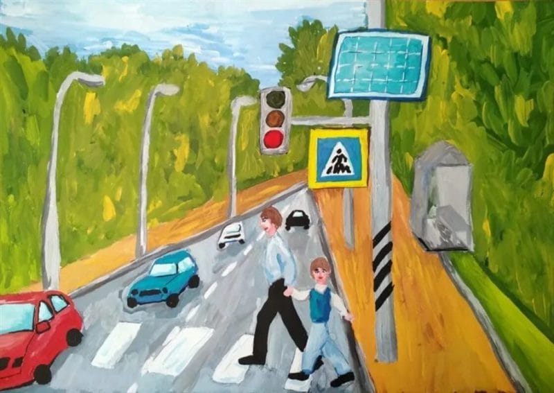 Безопасная дорога глазами детей: 190 рисунков по ПДД #44