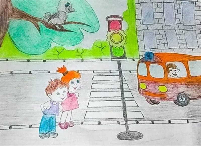 Безопасная дорога глазами детей: 190 рисунков по ПДД #27