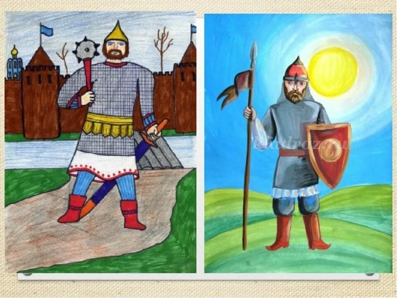 115 рисунков русских богатырей карандашами и не только #111