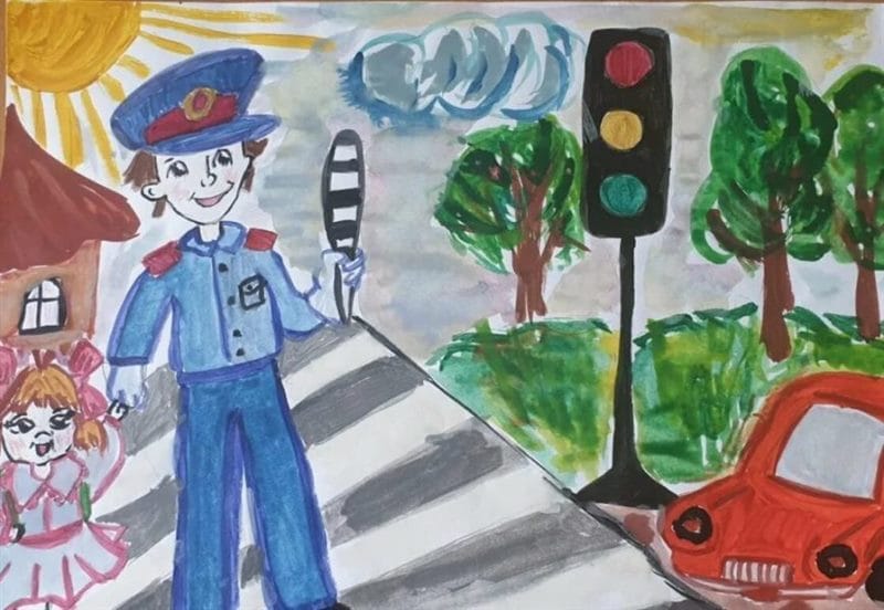 Безопасная дорога глазами детей: 190 рисунков по ПДД #161