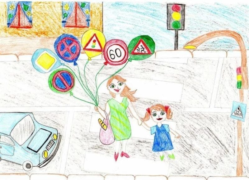 Безопасная дорога глазами детей: 190 рисунков по ПДД #158