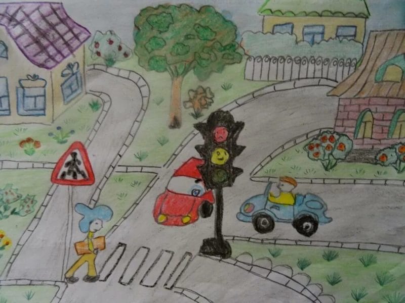 Безопасная дорога глазами детей: 190 рисунков по ПДД #127