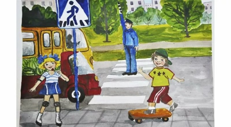 Безопасная дорога глазами детей: 190 рисунков по ПДД #34