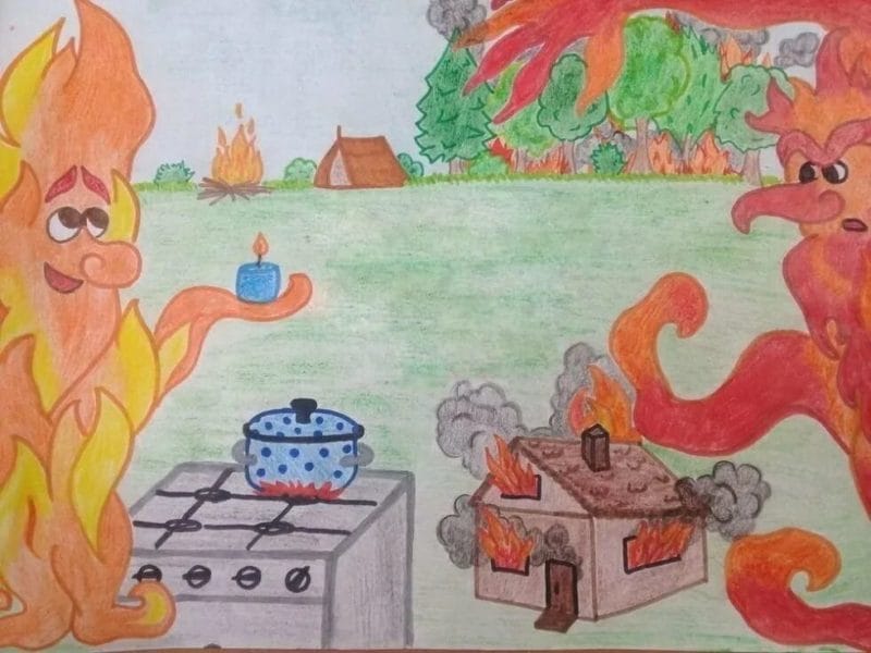 90 рисунков по пожарной безопасности для детей #42