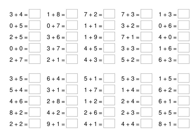 Примеры по математике в пределах 10 и 20 #125
