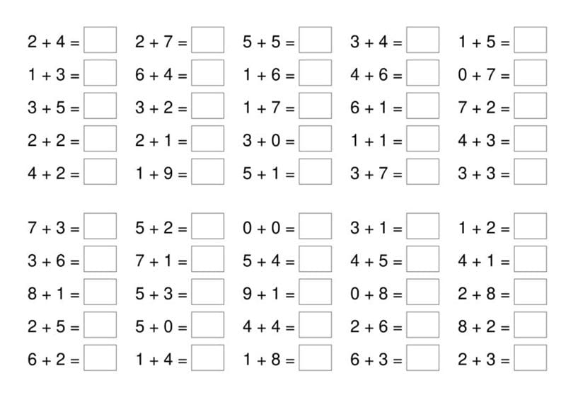 Примеры по математике в пределах 10 и 20 #122