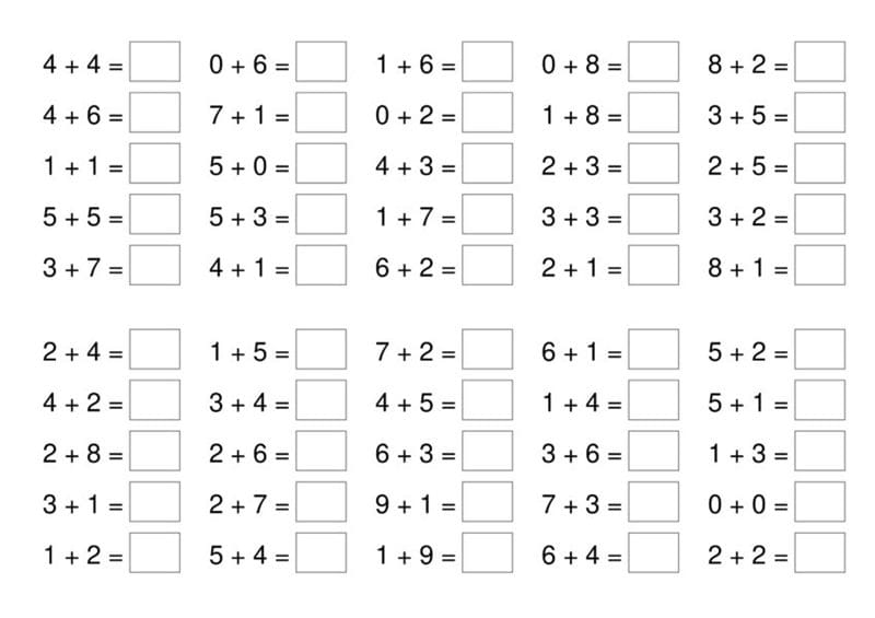 Примеры по математике в пределах 10 и 20 #129