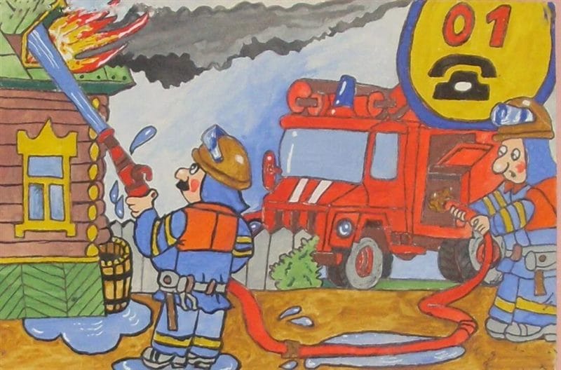 90 рисунков по пожарной безопасности для детей #35