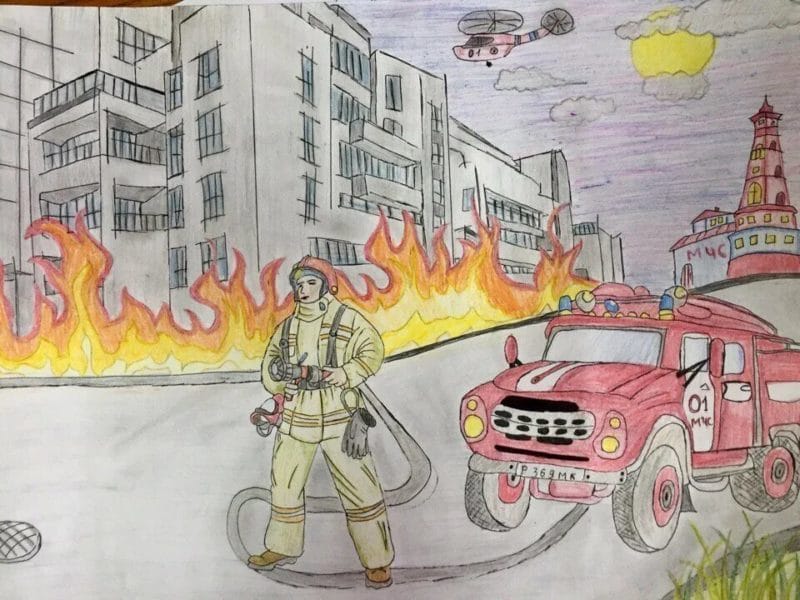 90 рисунков по пожарной безопасности для детей #63