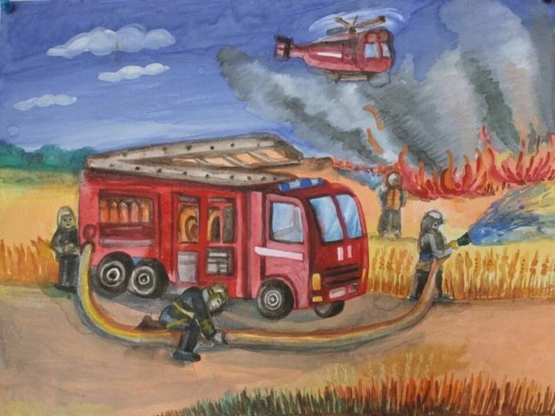 90 рисунков по пожарной безопасности для детей #47