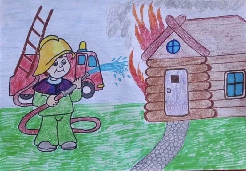 90 рисунков по пожарной безопасности для детей #44