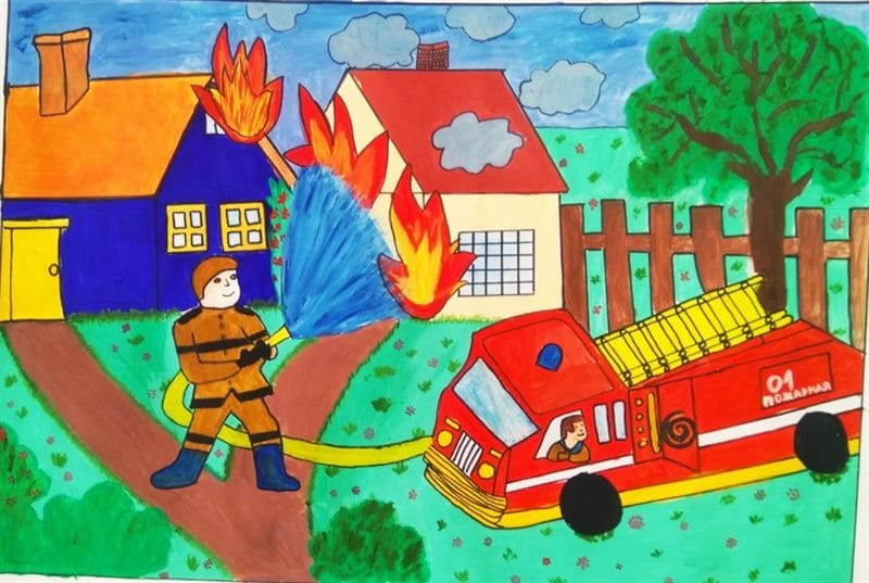 90 рисунков по пожарной безопасности для детей #28