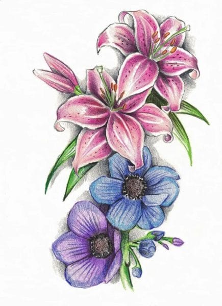 100 рисунков красивых цветов #61