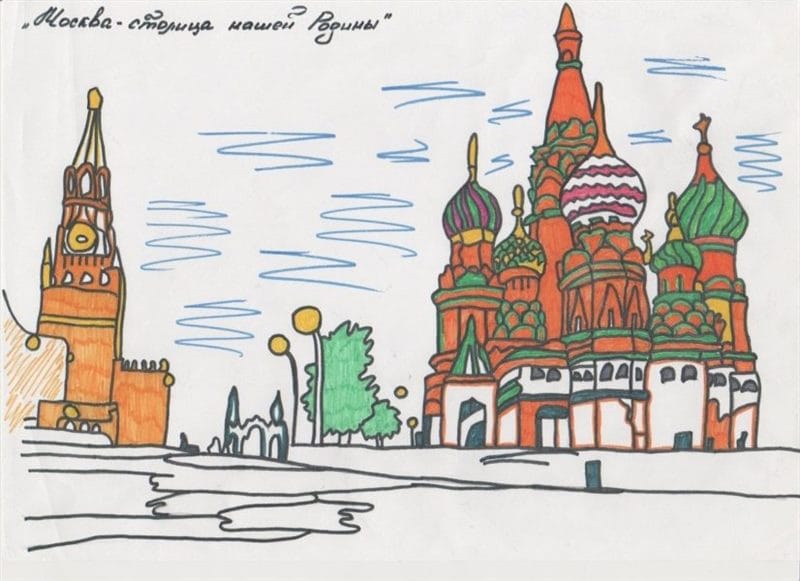 Как нарисовать Кремль и Красную площадь: 65 рисунков #34