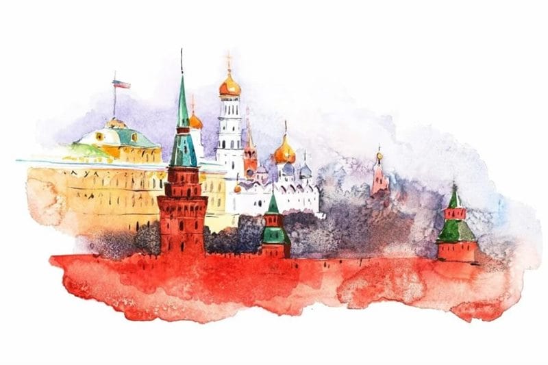 Как нарисовать Кремль и Красную площадь: 65 рисунков #46
