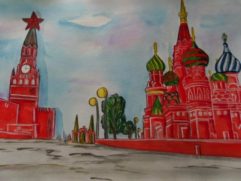 Как нарисовать Кремль и Красную площадь: 65 рисунков #21